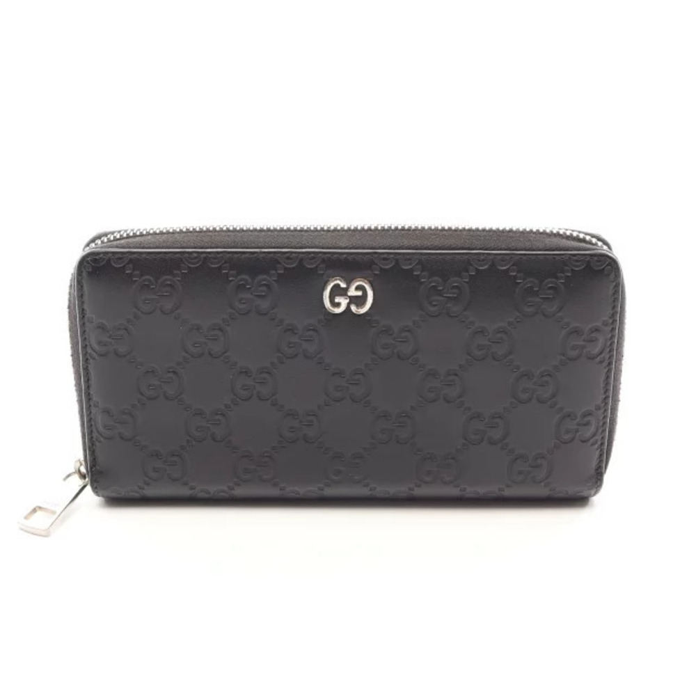 Gucci Guccissima Round Long Wallet Leather Black